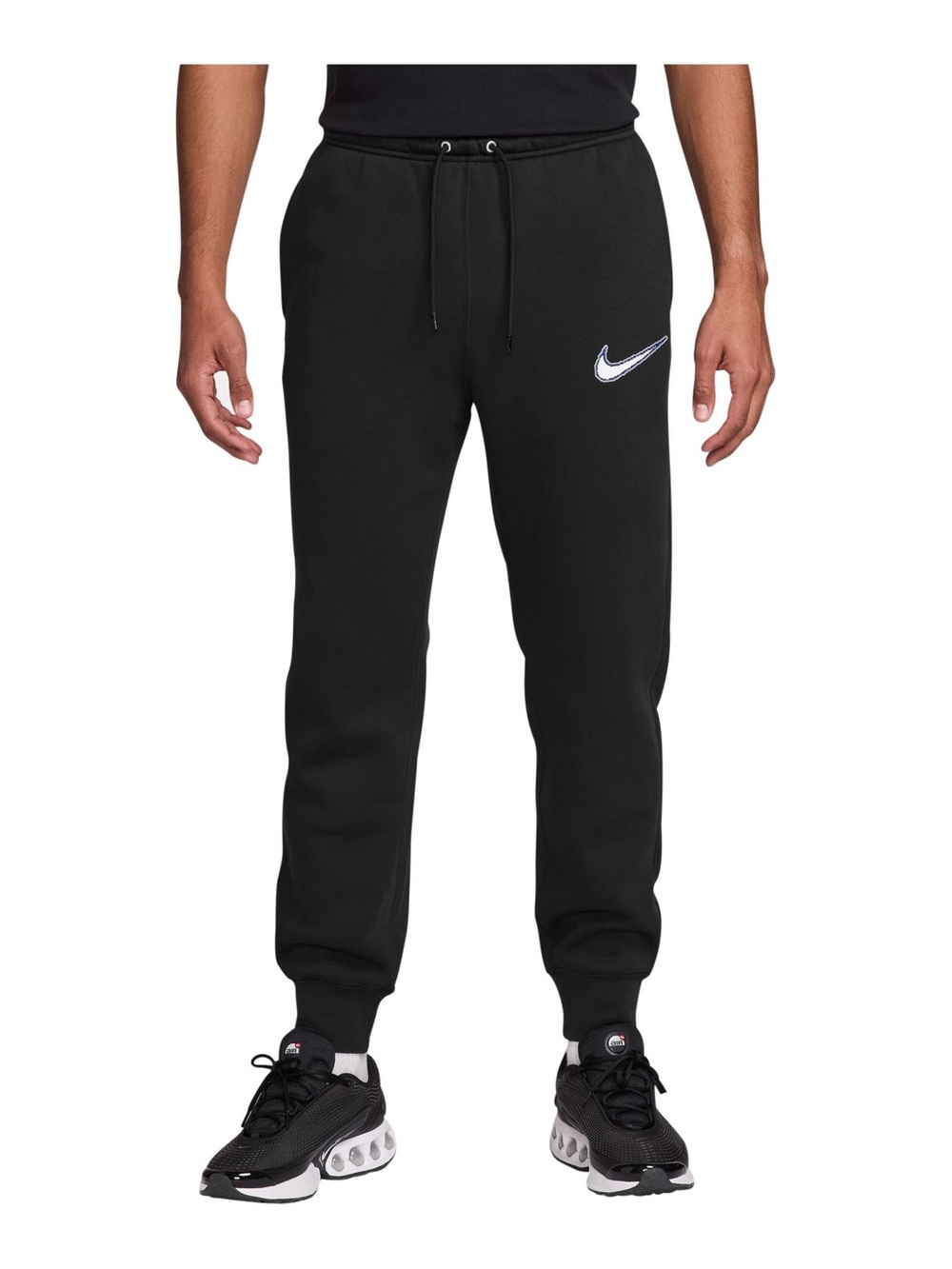 Nike Standard Fit Taper Leg Regular length Black Men's Swoosh Jogger Pants M